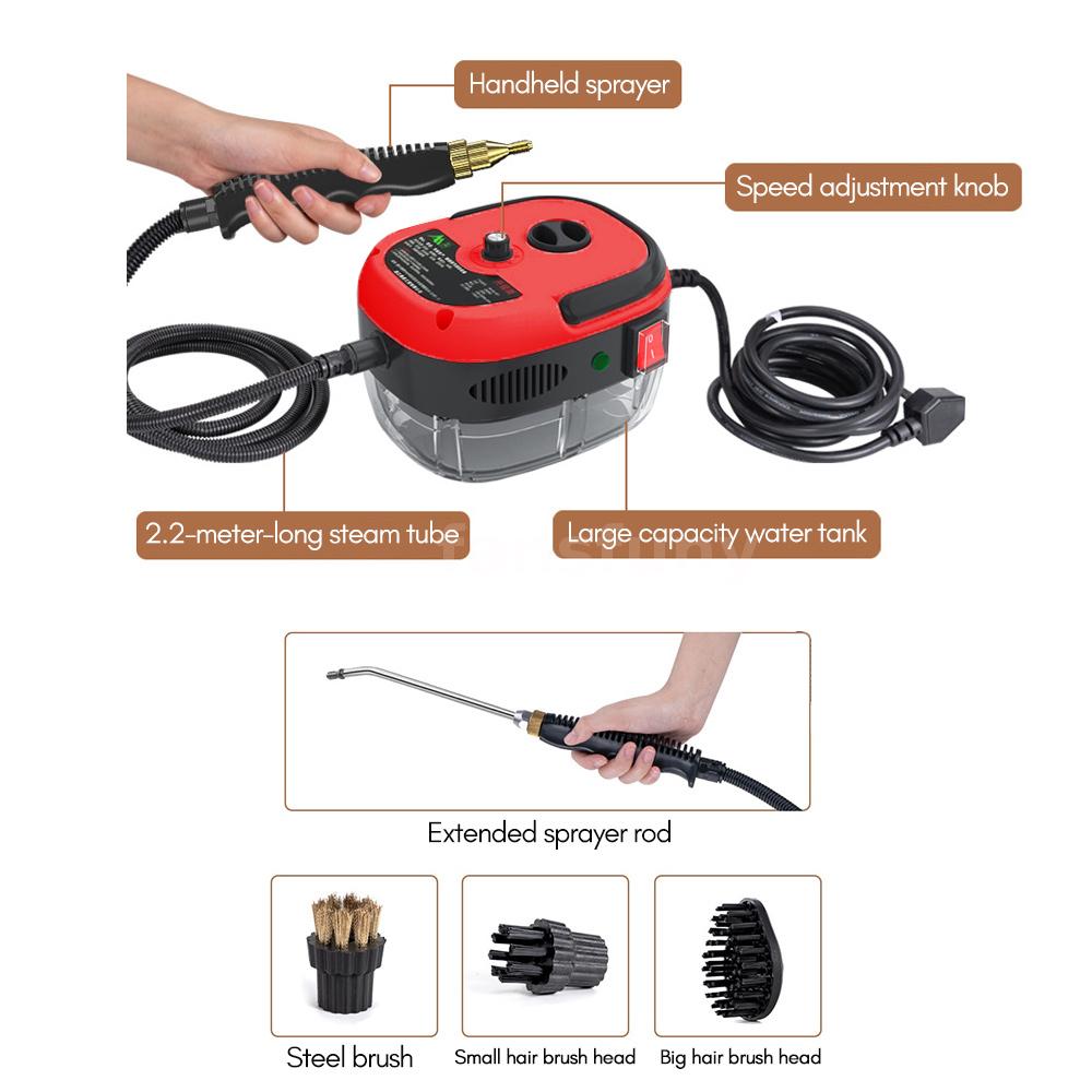 2500W High Pressure Steam Cleaner, Handheld Steam Cleaner Machine with 6  Brush Heads High Temperature Fast Heating Steamer Cleaners for Home Use,  Car